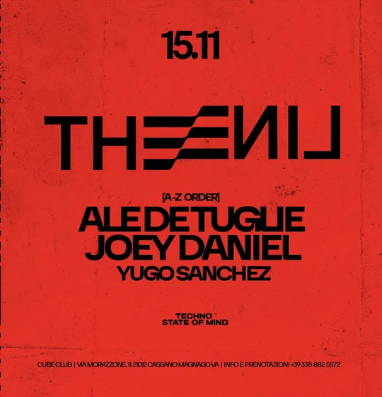 THE LINE flyer, 15 November 2024 with Ale De Tuglie, Joey Daniel and Yugo Sanchez